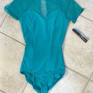 Body Wrappers Diamond Mesh Cap Sleeve Leotard